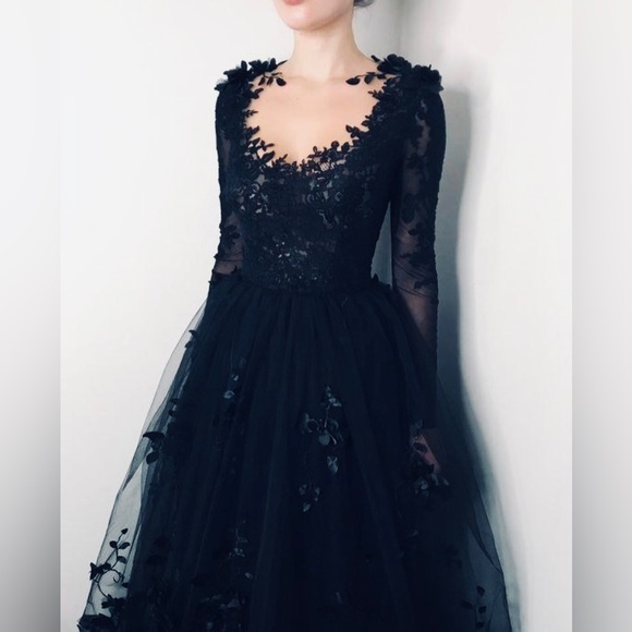 Dresses & Skirts - New, Black embroidered wedding dress. US size 6/8.